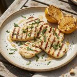 Grillad halloumi med honung, citron och mynta
