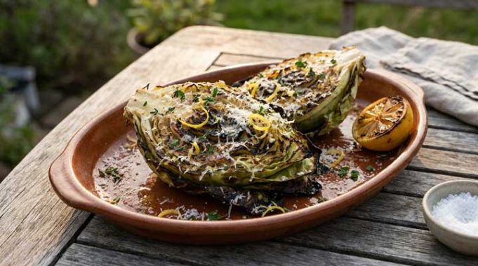 Grillad spetskål med brynt smör och parmesan
