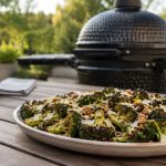 Grillad broccoli med rostad vitlökscaesar och krispigt rågbröd